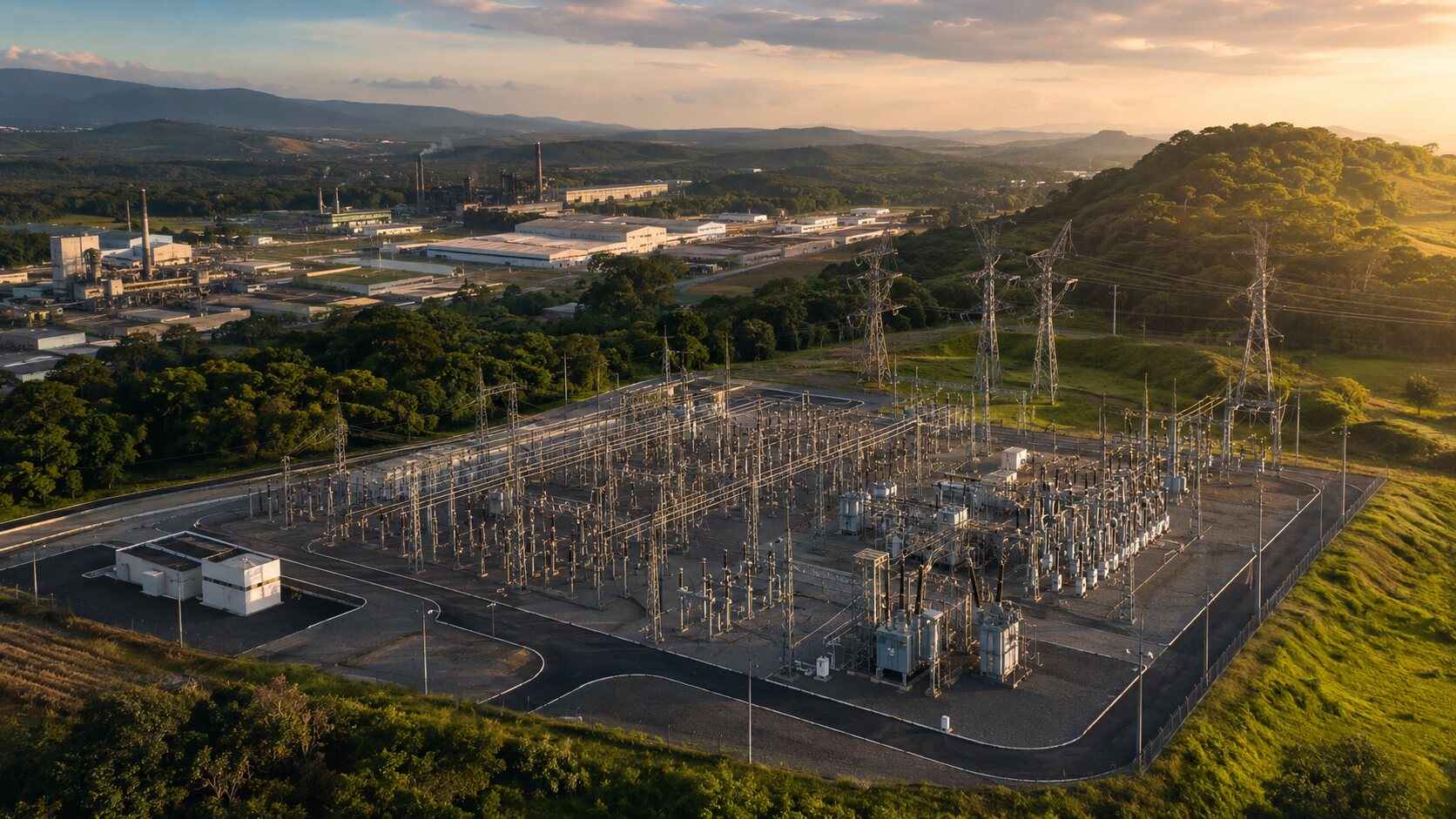 Subestação e infraestrutura de distribuição elétrica